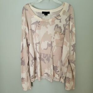 Sanctuary‎ Women Medium Camo Pink Gray Beige Long Sleeve Sweater